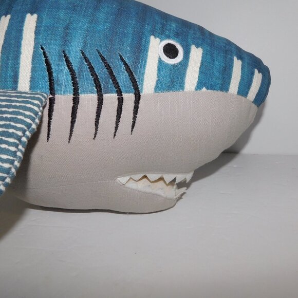 Plush Blue Gray Great White Shark Wall Hanging Decor Taxidermy 13" x 12" x 9" - Picture 7 of 8